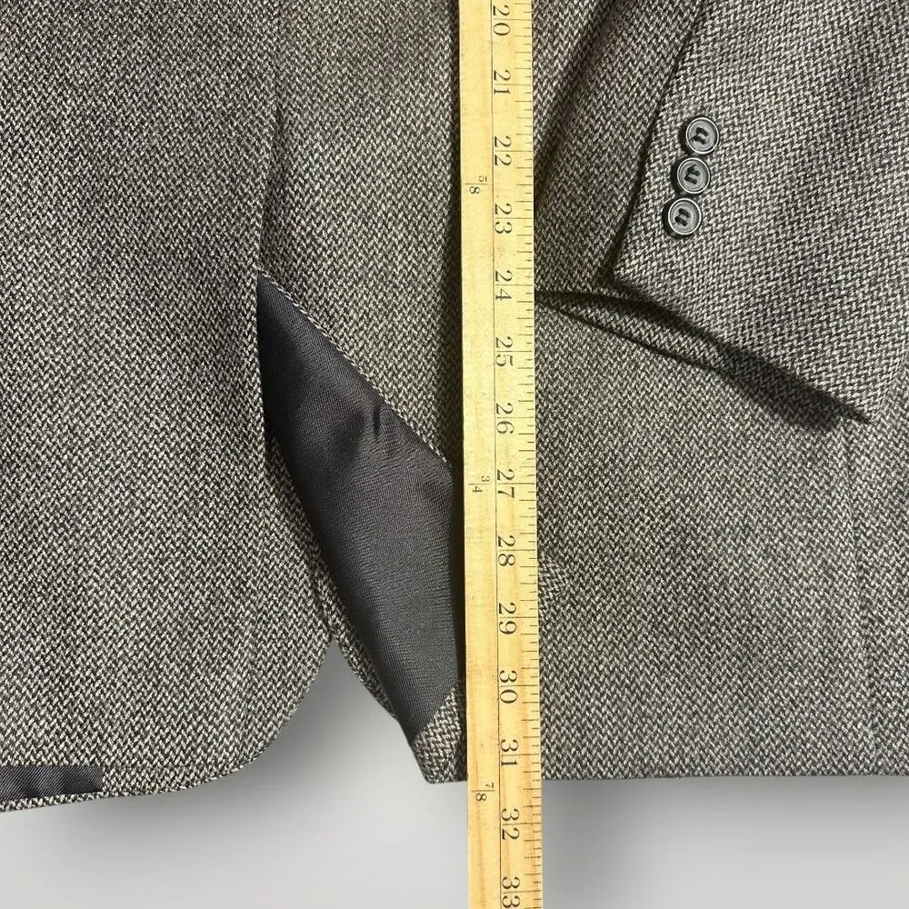 CROFT BARROW Mens Blazer Sport Coat Two Button Jacket 44R Gray 100% Lamb'sWOOL